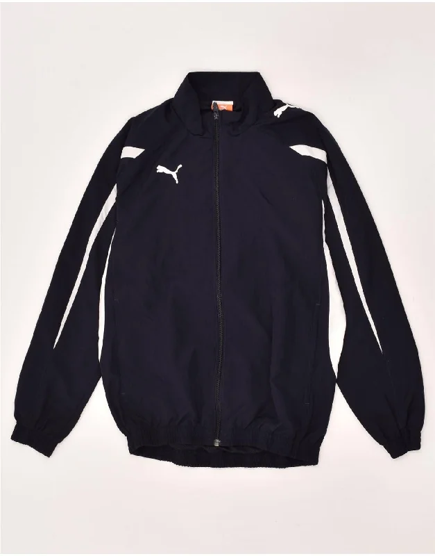 men's stylish parkas -PUMA Boys Tracksuit Top Jacket 9-10 Years Navy Blue Colourblock Polyester