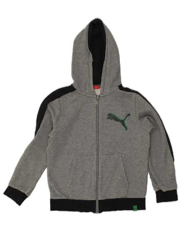 men's thick knit sweaters -PUMA Boys Zip Hoodie Sweater 11-12 Years Grey Cotton