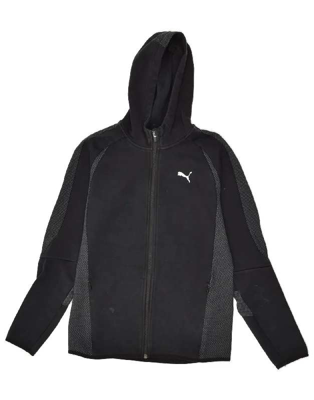 men's high-quality cashmere sweaters -PUMA Boys Zip Hoodie Sweater 15-16 Years Black Colourblock