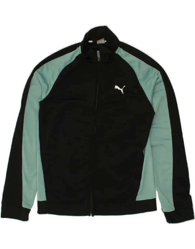 men's trench jackets for winter -PUMA Girls Graphic Tracksuit Top Jacket 13-14 Years Black Colourblock