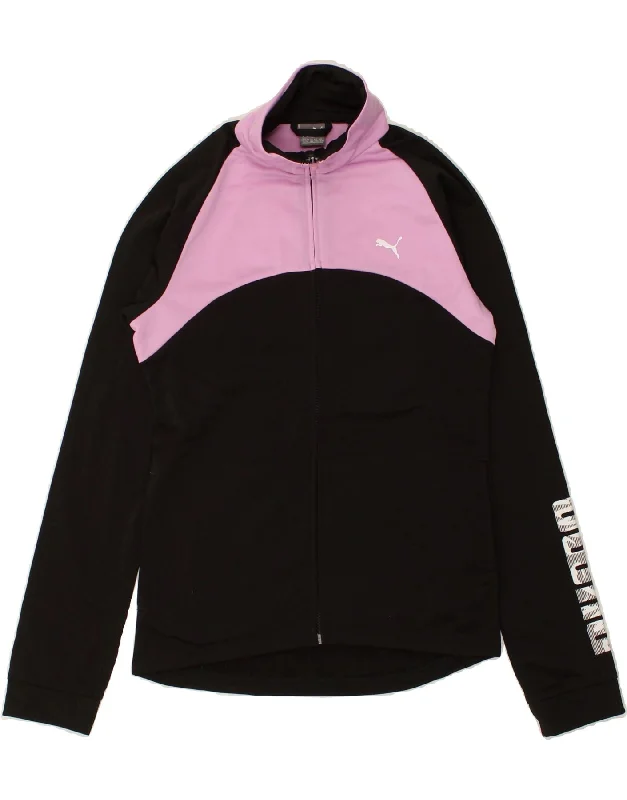 men's zip-up jackets -PUMA Girls Graphic Tracksuit Top Jacket 13-14 Years Black Colourblock