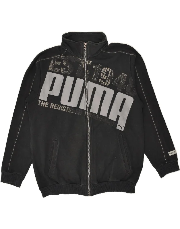 men's outdoor fleece jackets -PUMA Girls Graphic Tracksuit Top Jacket 13-14 Years Black Cotton