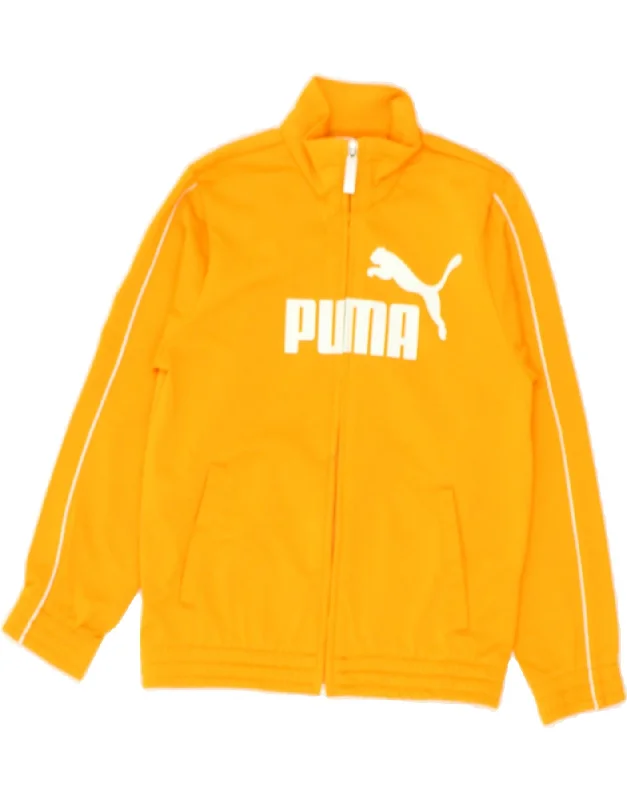 men's bomber jackets -PUMA Girls Graphic Tracksuit Top Jacket 7-8 Years  Yellow Polyester