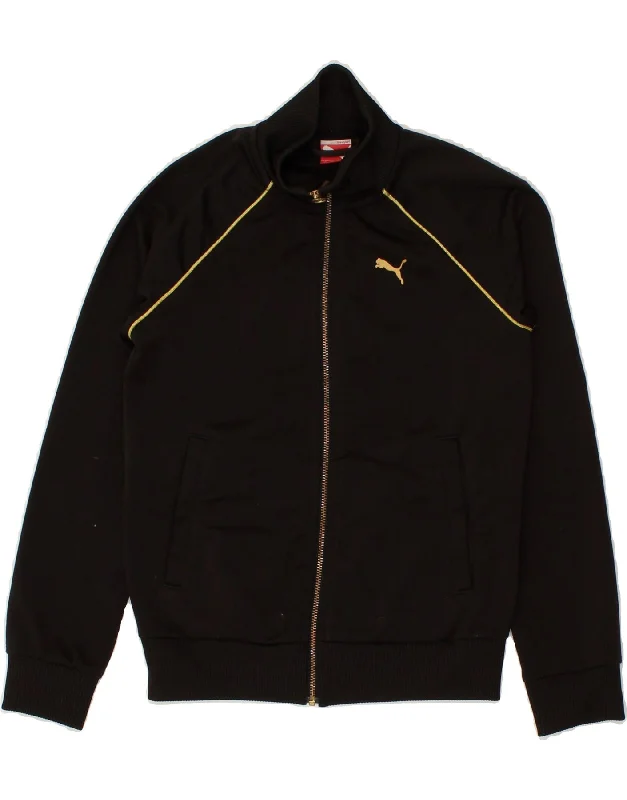 men's slim-fit jackets -PUMA Girls Graphic Tracksuit Top Jacket 9-10 Years Medium  Black Polyester