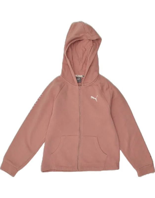 men's outdoor wool sweaters -PUMA Girls Graphic Zip Hoodie Sweater 9-10 Years Pink