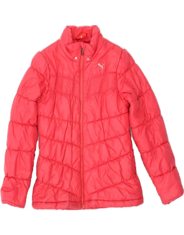 men's quilted jackets for winter -PUMA Girls Padded Jacket 11-12 Years Large Pink