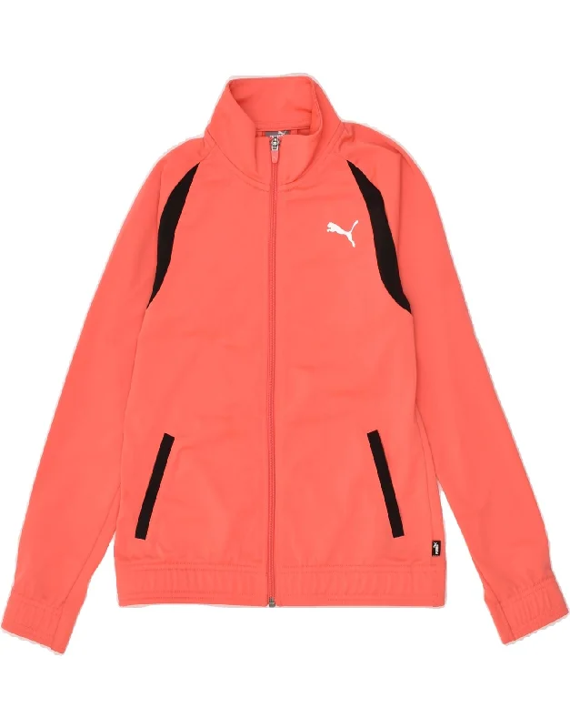 men's casual jackets -PUMA Girls Tracksuit Top Jacket 11-12 Years Orange Polyester