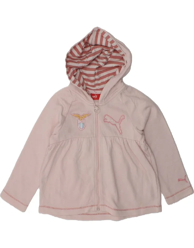 men's comfortable sweaters -PUMA Girls Zip Hoodie Sweater 2-3 Years Pink Cotton