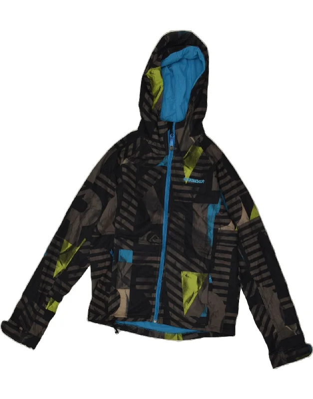 men's formal jackets -QUIKSILVER Boys Graphic Hooded Rain Jacket 13-14 Years Black