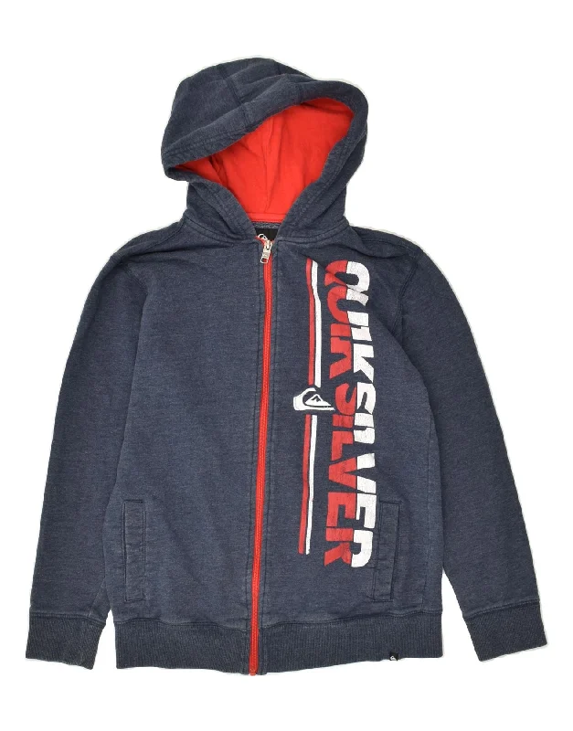 men's knitted sweaters -QUIKSILVER Boys Graphic Zip Hoodie Sweater 14-15 Years XL  Navy Blue