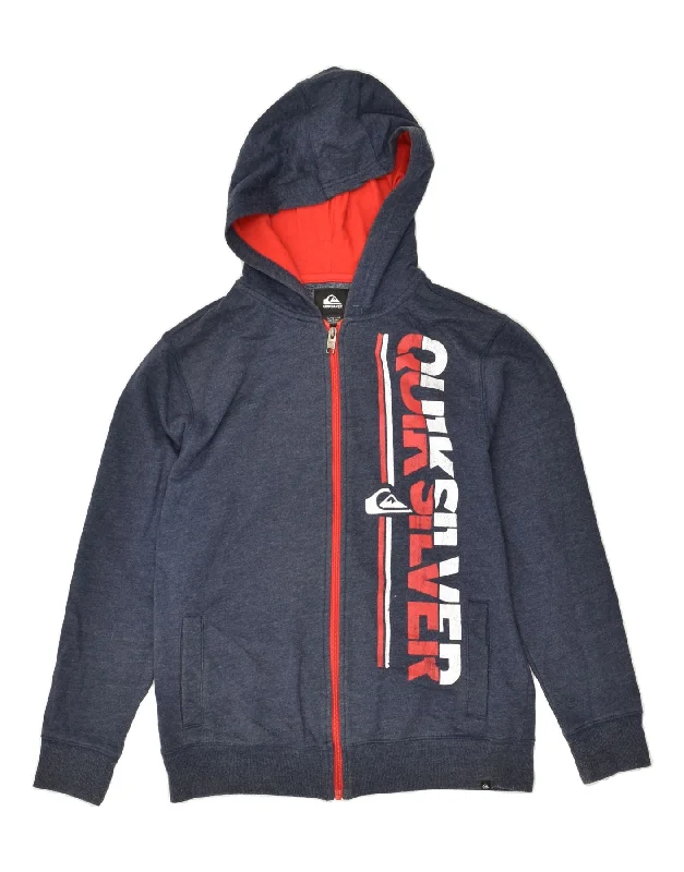 men's crewneck sweaters -QUIKSILVER Boys Graphic Zip Hoodie Sweater 14-15 Years XL  Navy Blue