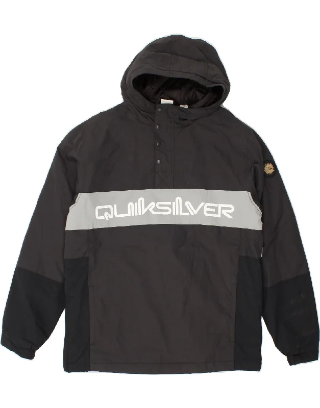 men's outdoor adventure jackets -QUIKSILVER Boys Hooded Anorak Jacket 15-16 Years XL Grey Colourblock Nylon