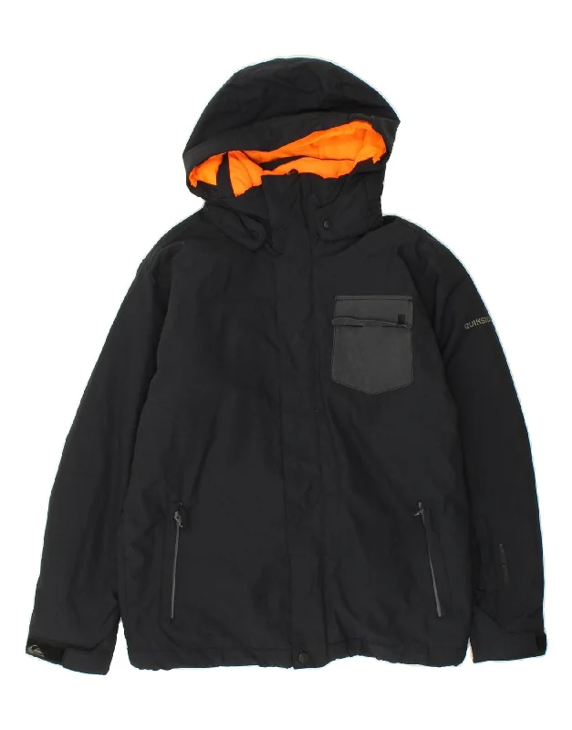 men's tailored outdoor jackets -QUIKSILVER Boys Hooded Windbreaker Jacket 13-14 Years Large Black