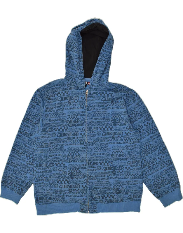 men's festive sweaters -QUIKSILVER Boys Tall Graphic Zip Hoodie Sweater 15-16 Years XL Blue