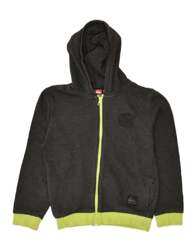 men's warm sweaters for winter -QUIKSILVER Boys Zip Hoodie Sweater 11-12 Years Grey Cotton