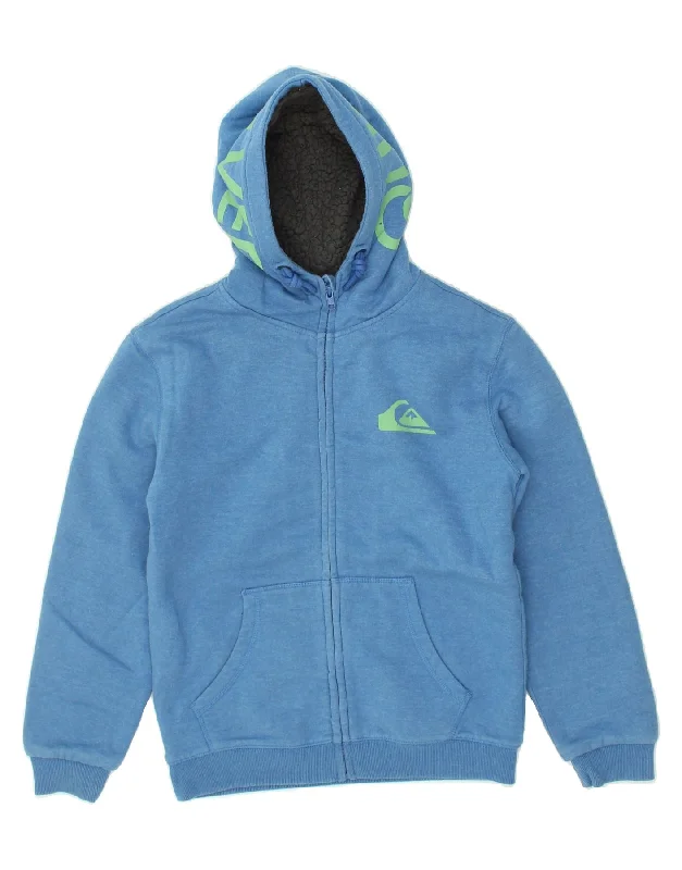 men's stylish sweaters -QUIKSILVER Boys Zip Hoodie Sweater 11-12 Years Medium Blue Cotton