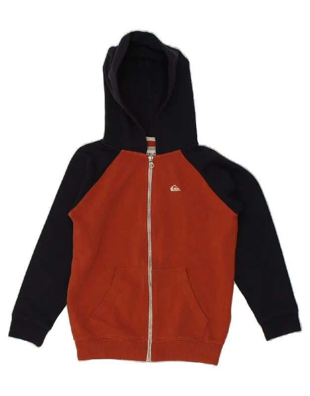 men's lightweight cardigans -QUIKSILVER Boys Zip Hoodie Sweater 12-13 Years Maroon Colourblock Cotton