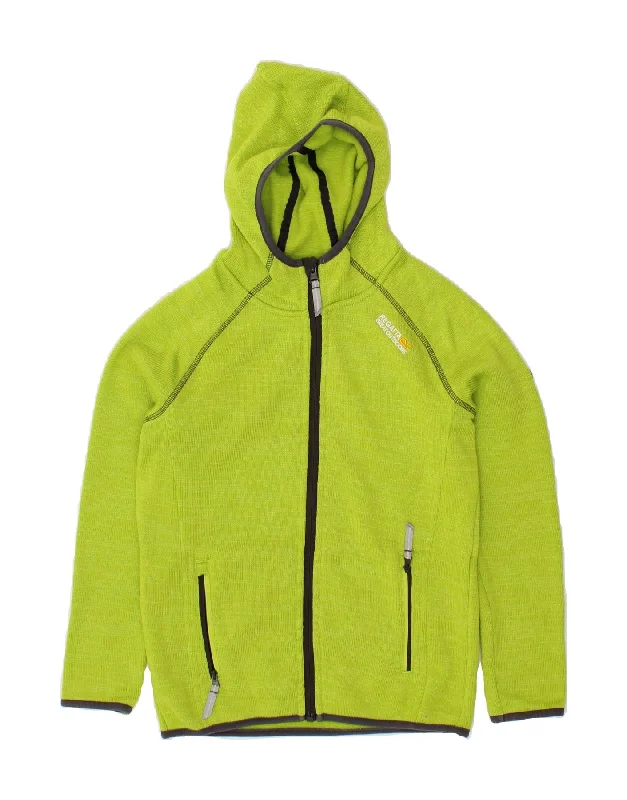 men's modern cardigan sweaters -REGATTA Boys Zip Hoodie Sweater 9-10 Years Green Polyester