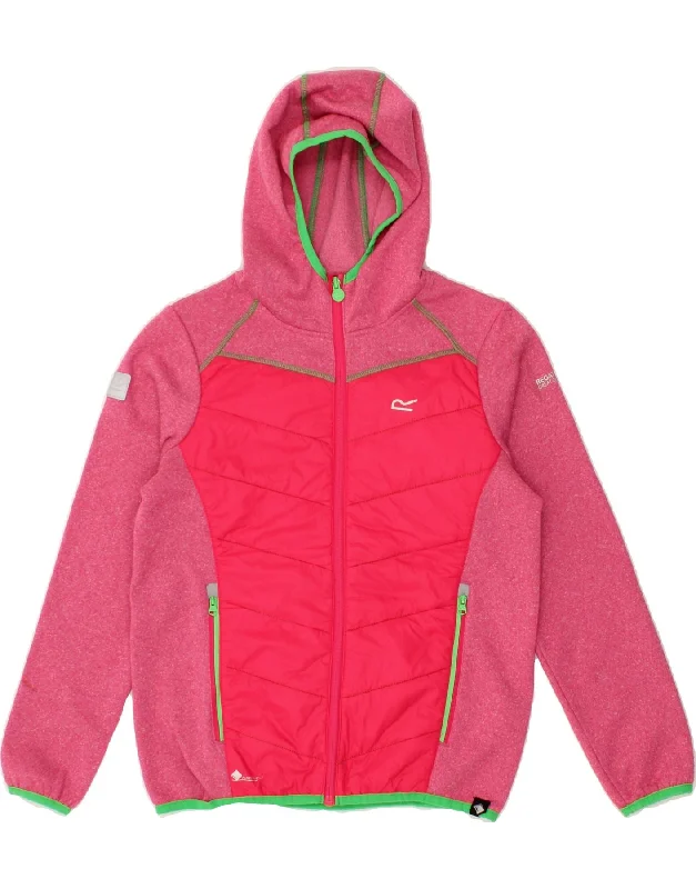 men's insulated jackets -REGATTA Girls Hooded Bomber Jacket 13-14 Years Pink Polyester