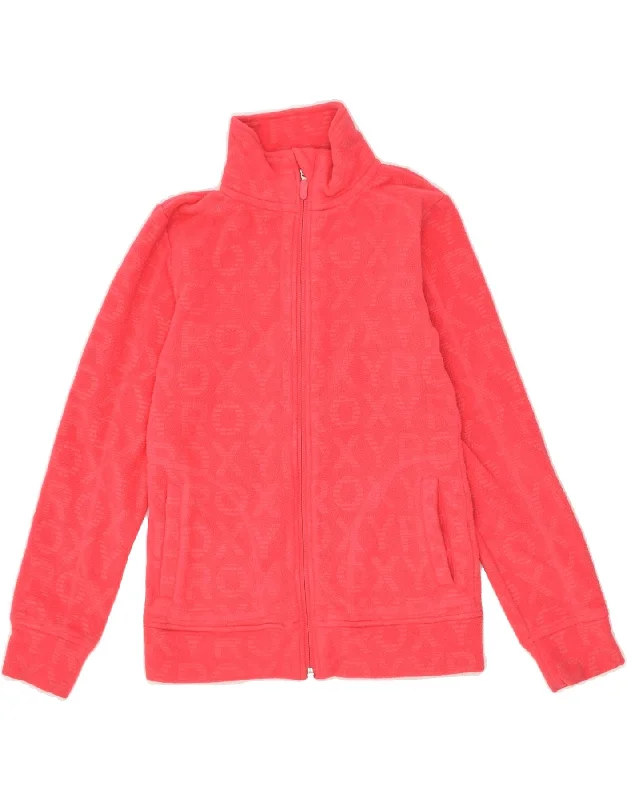 men's jacket with hoodie -ROXY Girls Fleece Jacket 9-10 Years Pink Polyester