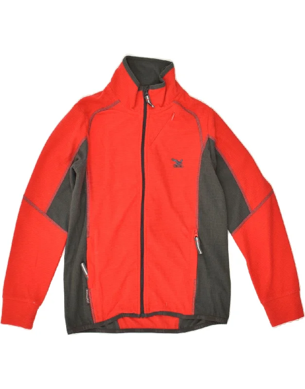 men's stylish black jackets -SALEWA Boys Fleece Jacket 7-8 Years Red Colourblock Polyester