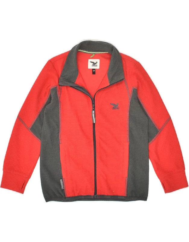 men's down jackets -SALEWA Boys Tracksuit Top Jacket 5-6 Years Red Colourblock