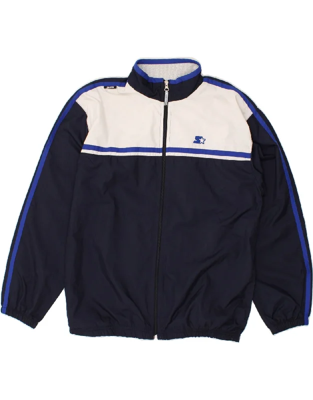 men's bomber jackets -STARTER Boys Tracksuit Top Jacket 15-16 Years Navy Blue Colourblock