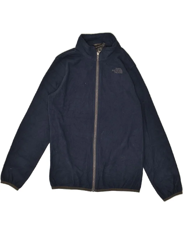 men's winter jackets with hood -THE NORTH FACE Boys Fleece Jacket 14-15 Years Large Navy Blue Polyester