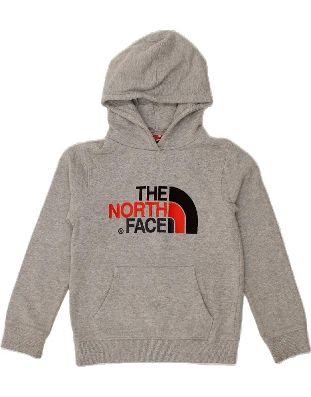 men's trendy zip-up sweatshirts -THE NORTH FACE Boys Graphic Hoodie Jumper 10-11 Years Medium  Grey Cotton