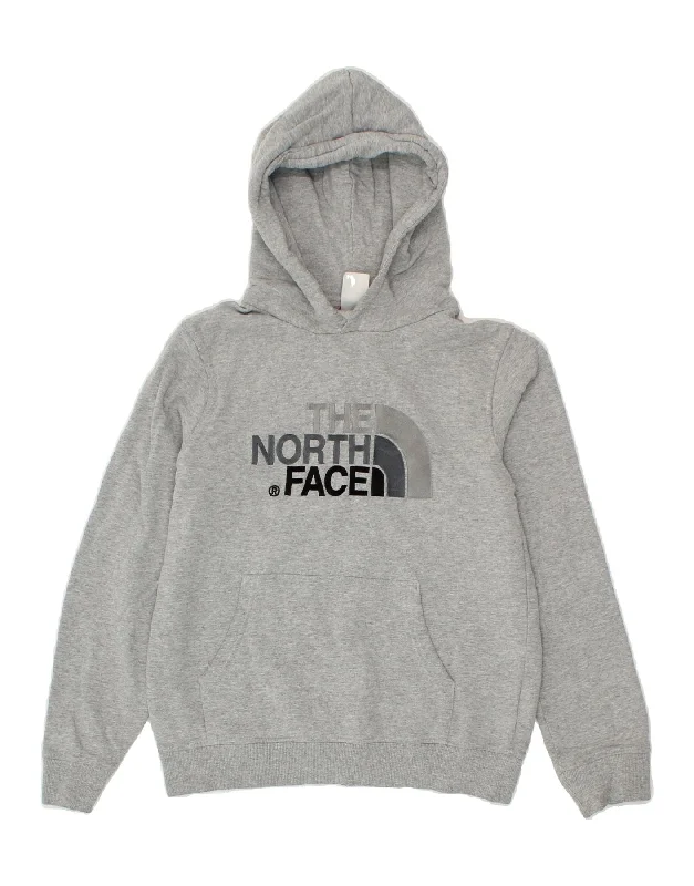 men's fleece hoodie jacket -THE NORTH FACE Boys Graphic Hoodie Jumper 11-12 Years Large  Grey Cotton