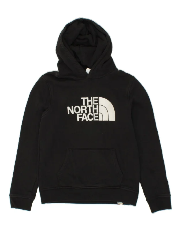 men's comfortable pullover sweatshirts -THE NORTH FACE Boys Graphic Hoodie Jumper 14-15 Years XL  Black Cotton