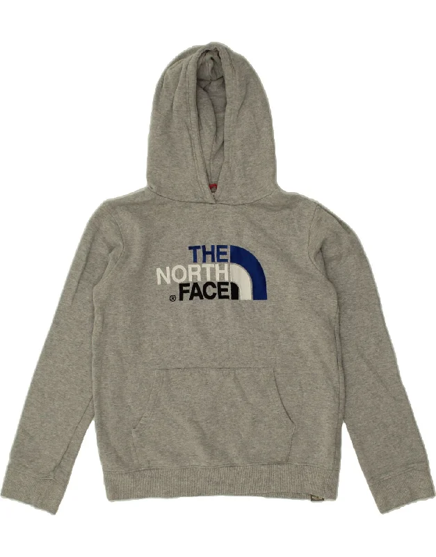 men's performance hoodies -THE NORTH FACE Boys Graphic Hoodie Jumper 14-15 Years XL Grey Cotton