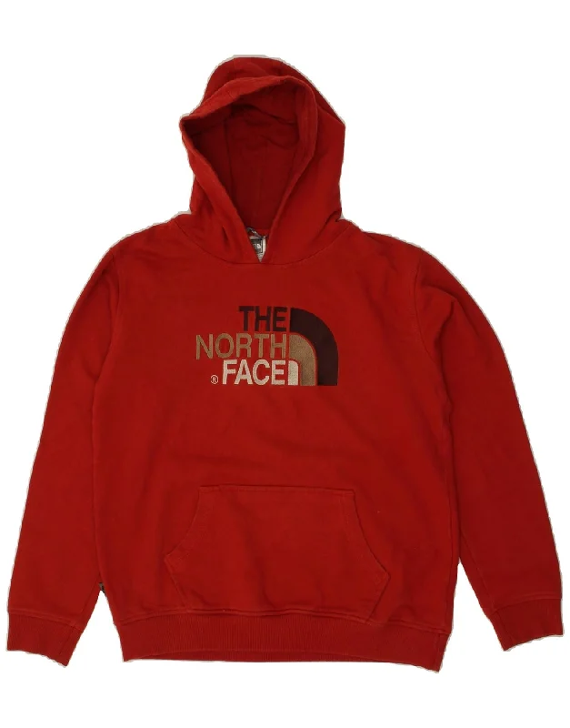 men's hoodie for outdoor wear -THE NORTH FACE Boys Graphic Hoodie Jumper 14-15 Years XL Red Cotton