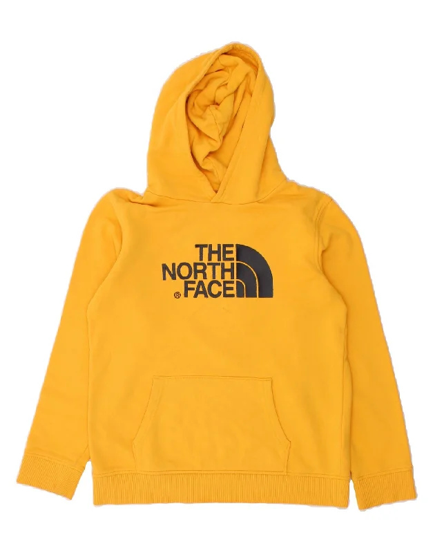 men's hoodies with slogans -THE NORTH FACE Boys Graphic Hoodie Jumper 14-15 Years XL Yellow Cotton