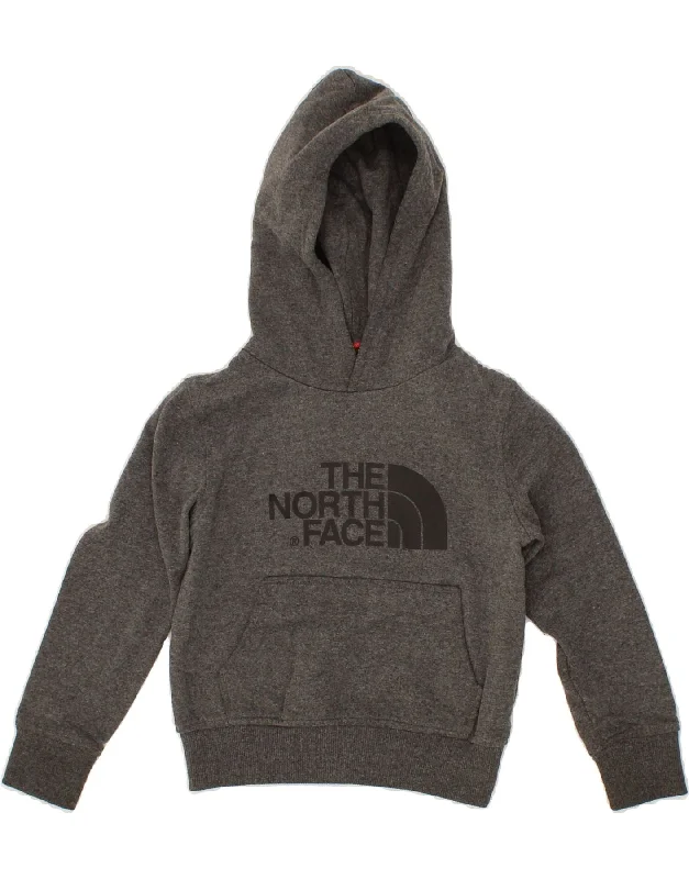 men's hoodie for layering in cold -THE NORTH FACE Boys Graphic Hoodie Jumper 5-6 Years XS Grey Cotton