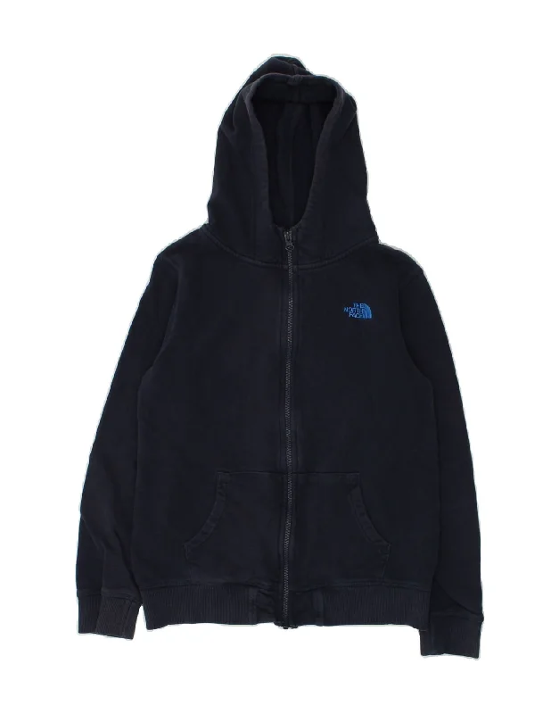 men's designer sweaters -THE NORTH FACE Boys Zip Hoodie Sweater 12-13 Years Large Navy Blue Cotton