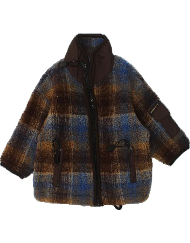 men's stylish black jackets -THINK PINK Boys Fleece Jacket 2-3 Years Brown Check Polyester