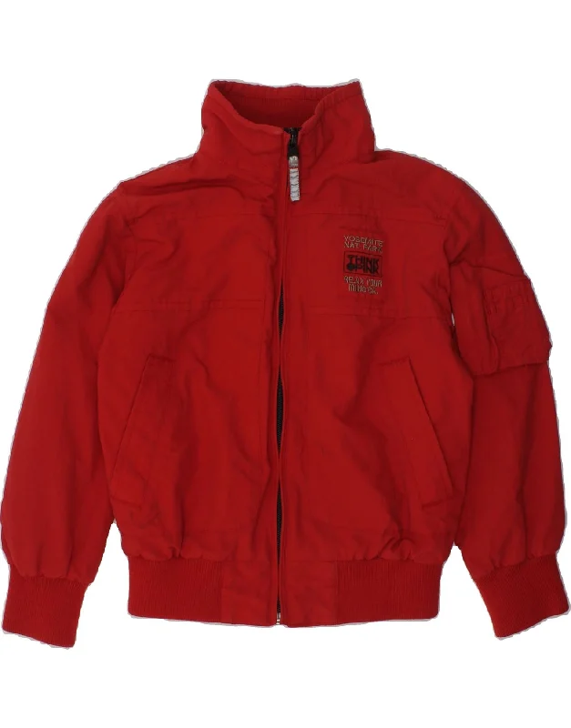 men's windbreaker jackets -THINK PINK Boys Graphic Bomber Jacket 4-5 Years Red Polyamide