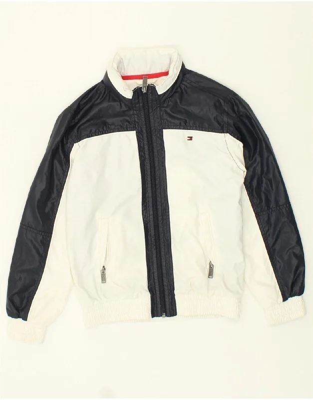 men's insulated winter jackets -TOMMY HILFIGER Boys Bomber Jacket 9-10 Years White Colourblock Polyester