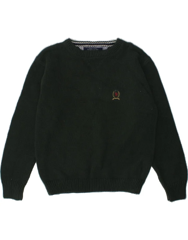 men's cashmere pullovers -TOMMY HILFIGER Boys Crew Neck Jumper Sweater 5-6 Years Green Cotton