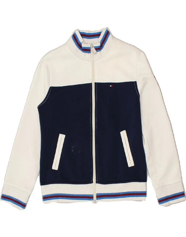 men's warm jackets for fall -TOMMY HILFIGER Boys Graphic Tracksuit Top Jacket 6-7 Years Small White