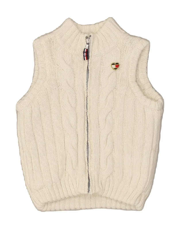 men's cozy fleece pullovers -TOMMY HILFIGER Boys Sleeveless Cardigan Sweater 2-3 Years 2XS  White