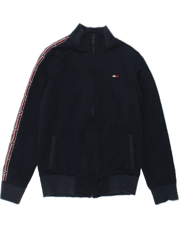 men's sports jackets -TOMMY HILFIGER Boys Tracksuit Top Jacket 7-8 Years Navy Blue Polyester