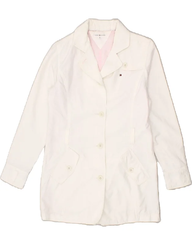 men's sports jackets for work -TOMMY HILFIGER Girls 3 Button Blazer Jacket 11-12 Years White Polyester