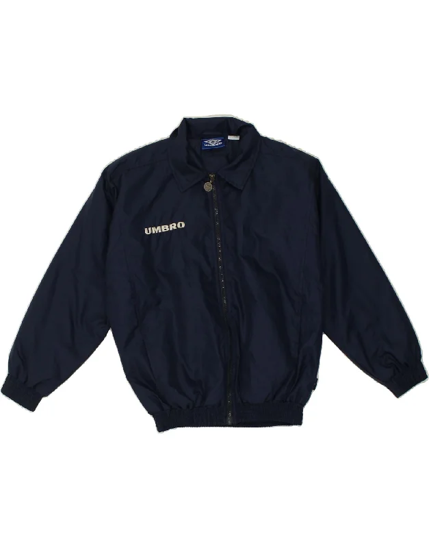 men's high-performance jackets -UMBRO Boys Graphic Bomber Jacket 12-13 Years Navy Blue Nylon