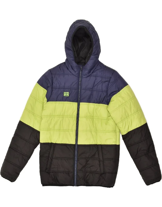 men's stylish denim jackets -UMBRO Boys Hooded Padded Jacket 13-14 Years XL  Multicoloured Colourblock