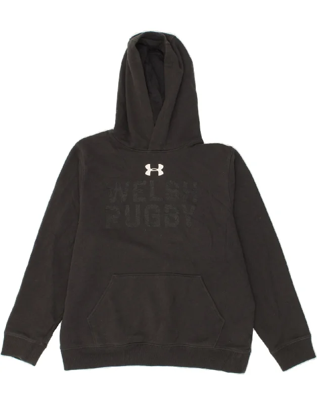 men's zip-up sweatshirts for gym -UNDER ARMOUR Boys Cold Gear Graphic Hoodie Jumper 11-12 Years Large  Grey