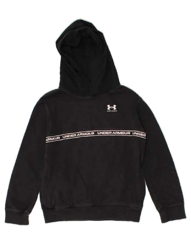 men's comfortable pullover sweatshirts -UNDER ARMOUR Boys Cold Gear Graphic Hoodie Jumper 9-10 Years Medium Black