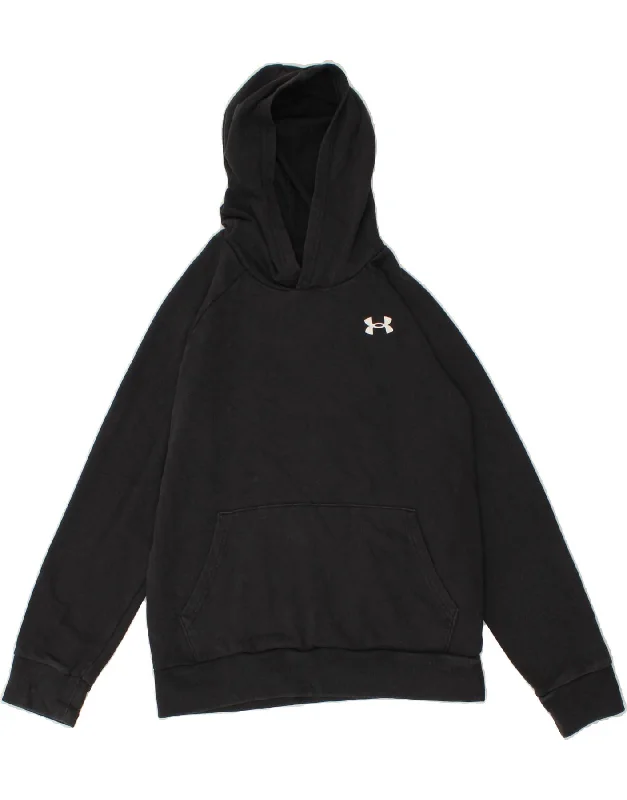 men's graphic hoodies -UNDER ARMOUR Boys Cold Gear Hoodie Jumper 11-12 Years Large Black Cotton