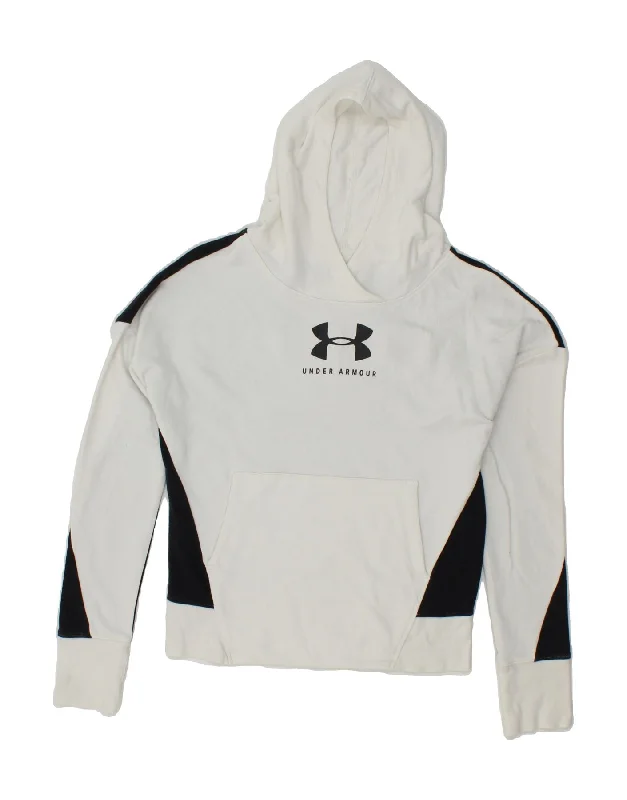 men's graphic hoodies -UNDER ARMOUR Boys Graphic Hoodie Jumper 11-12 Years  Large White